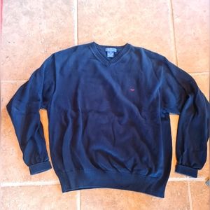 Faconnable Navy Blue V Neck Men's Sweater 100% Pima Cotton Size L